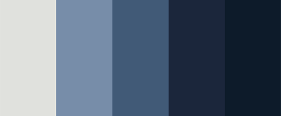 A monochrome color palette with blue colors
