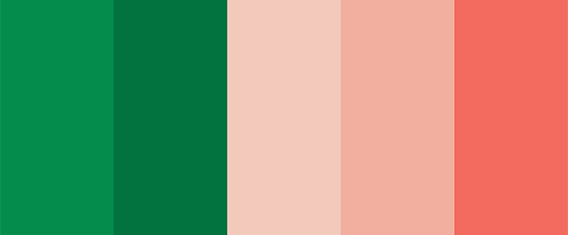 A unique palette saturated with pastel colors of pink and green, reminiscent of the beauty and vitality of nature.