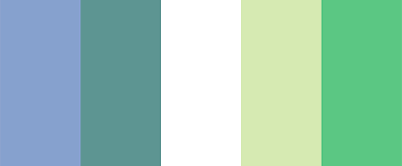 A unique palette where pastel shades of blue and green shine