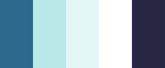 Trendy jeans - a cool palette with blue colors in HEX format