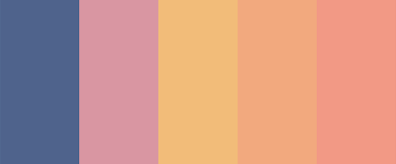 Incredible sunset is a color palette that features warm sundown colors, namely pink