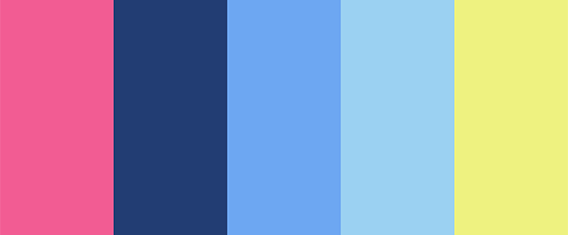 A fancy cloud is a palette that features blue, pink, and yellow tons