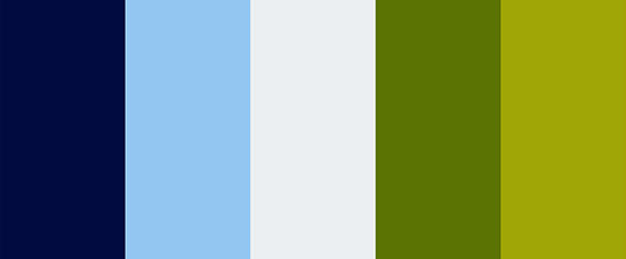 It is an exciting palette that intertwines shades of sky blue and green.