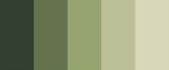 Це набір зелених та монохромних кольорів. Усі кольори доступні у форматі HEX