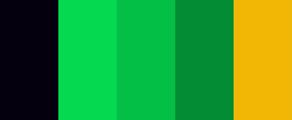 Це темна та неонова палітра, в якій зустрічаються відтінки зеленого та жовтого кольорів.