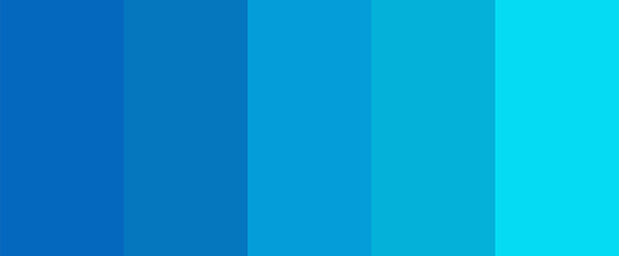 Це гамма блакитного кольору, у якій кожен відтінок має свою особливу назву та код у форматі HEX