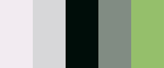 У цій похмурій палітрі сховались ніжні відтінки зеленого й сірого, що втілені у форматі HEX